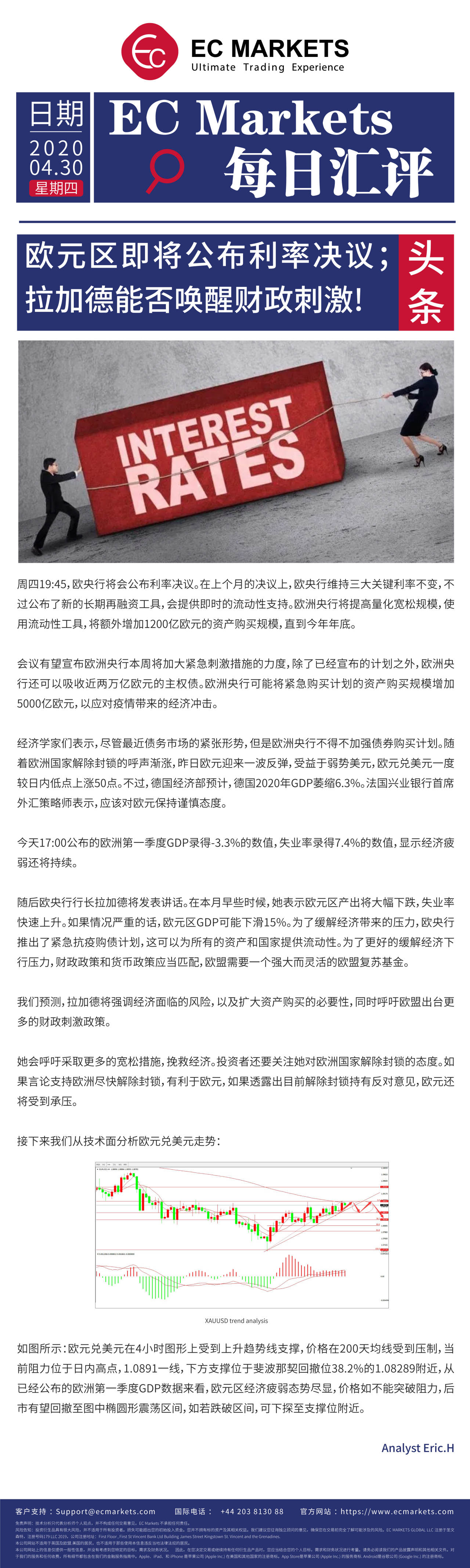 【EC Markets】欧元区即将公布利率决议；拉加德能否唤醒财政刺激！