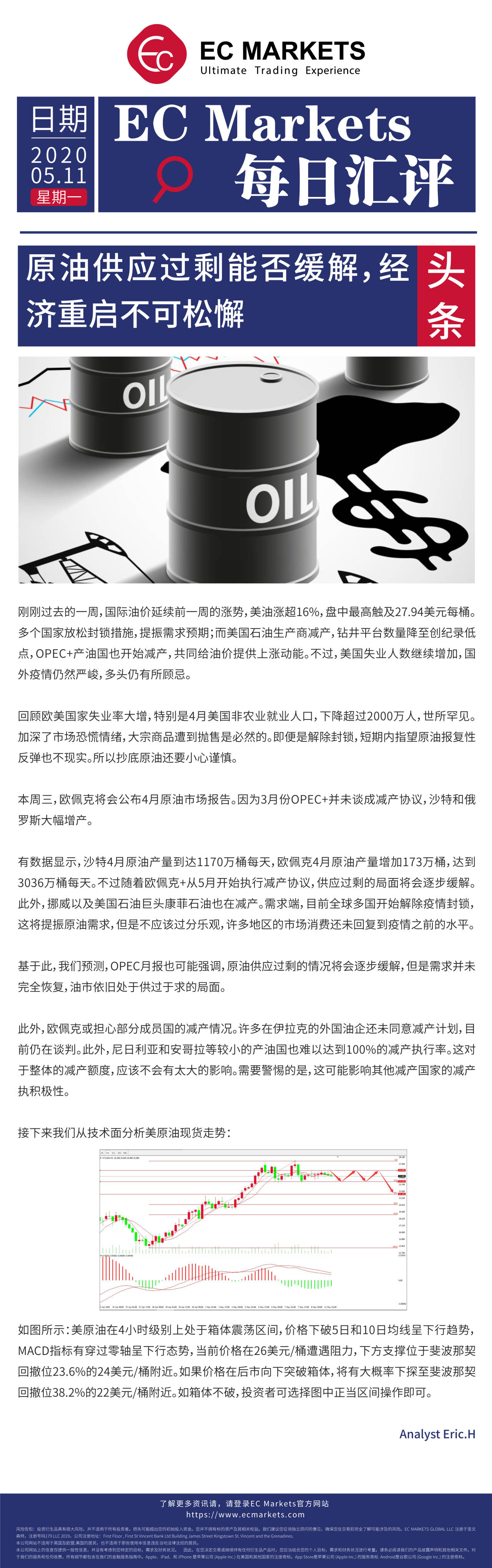 【EC Markets】原油供应过剩能否缓解，经济重启不可松懈！