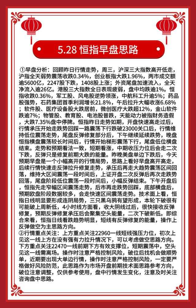 5.28恒指黄金原油早盘分析及资讯