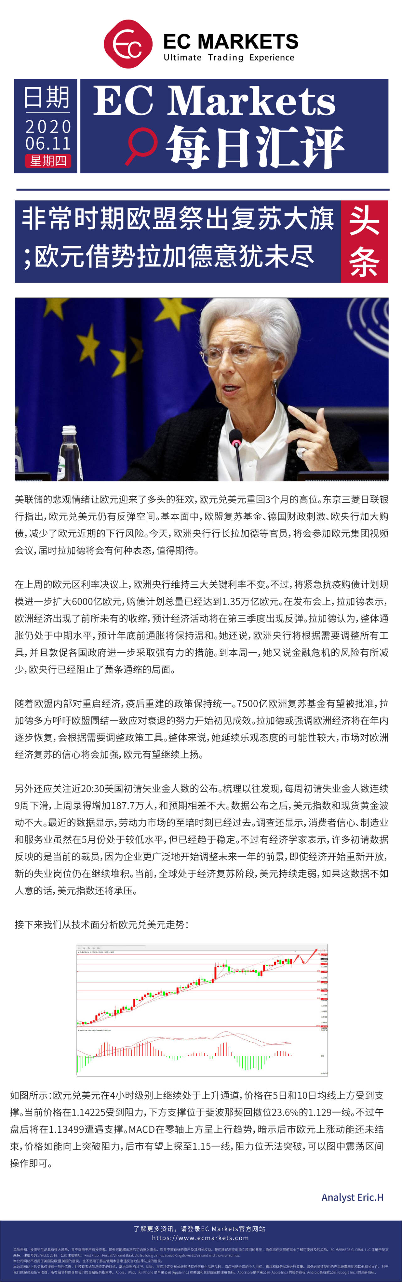 【EC Markets】非常时期欧盟祭出复苏大旗；欧元借势拉加德意犹未尽