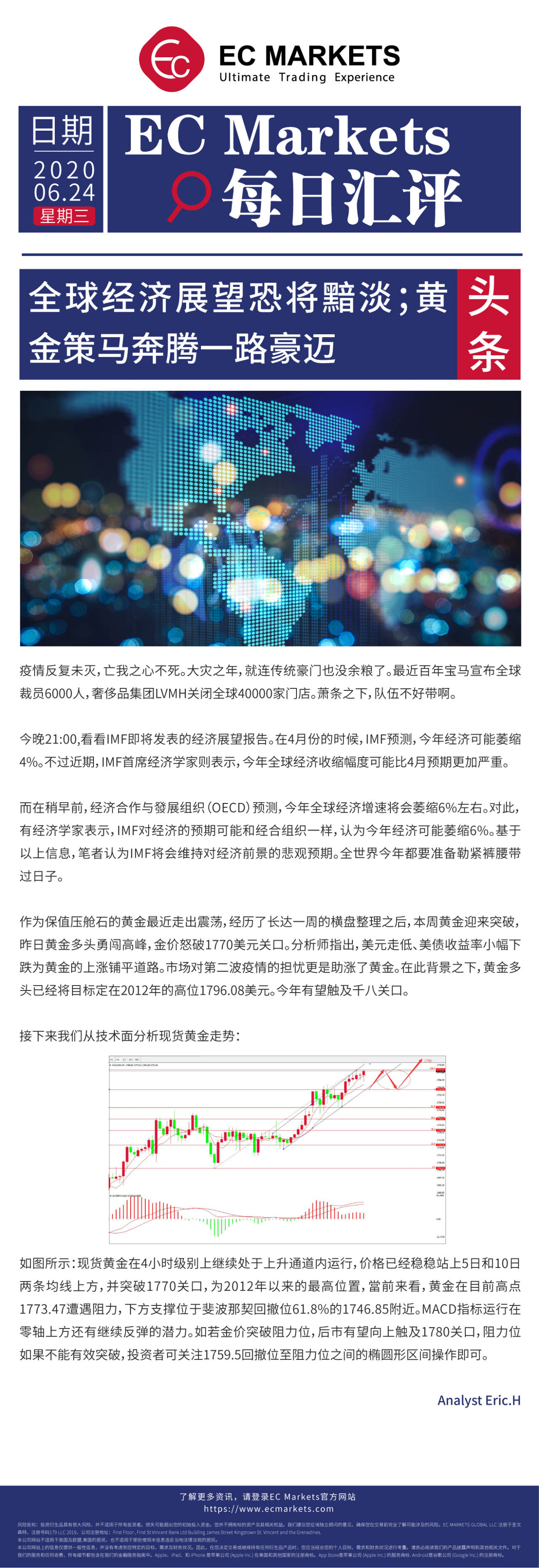 【EC Markets】全球经济展望恐将黯淡;黄金策马奔腾一路豪迈!
