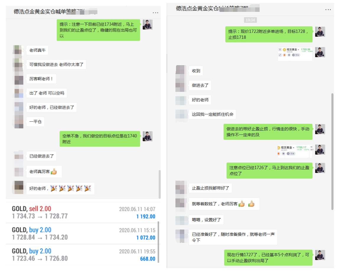 德浩点金：6.11初请利空黄金暴涨，1730上方直接多上看1740