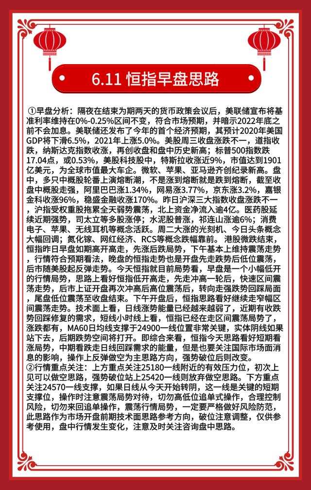6.11恒指黄金原油早盘分析及策略