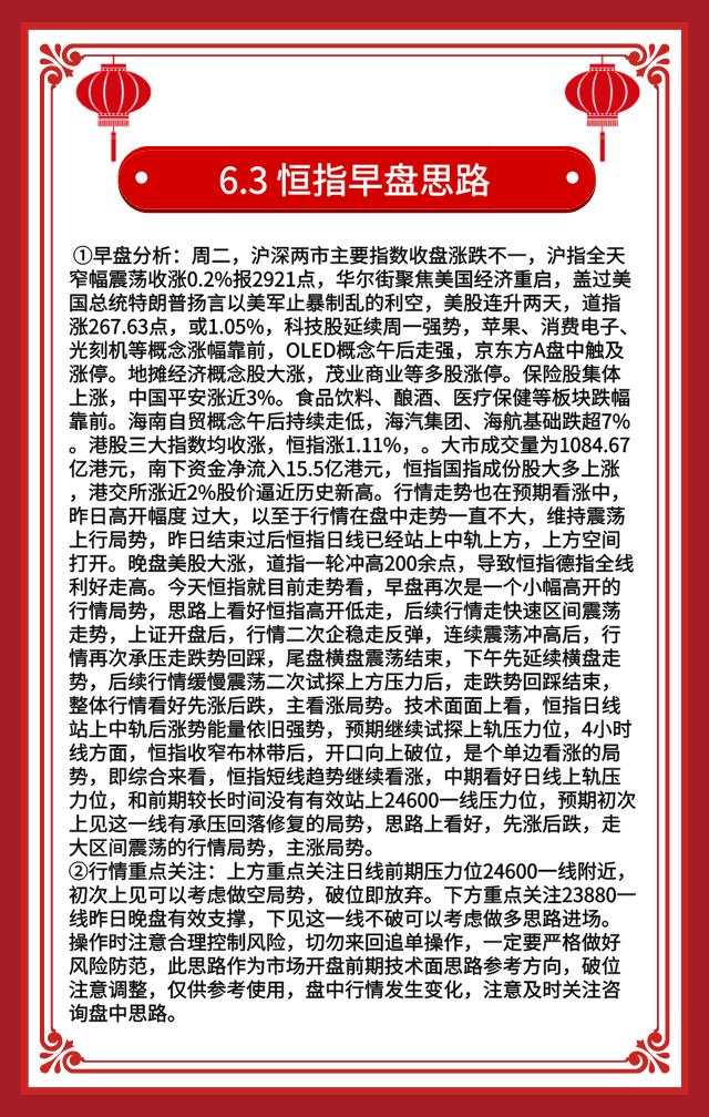 6.3恒指黄金原油早盘分析及资讯