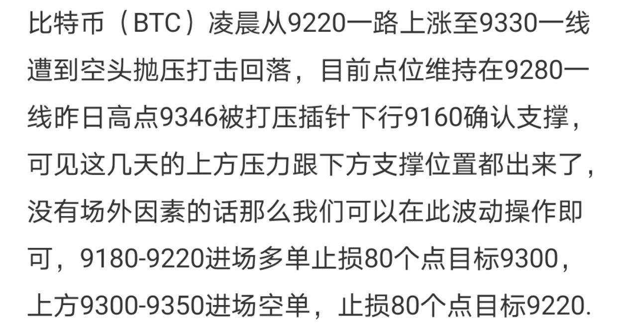 比特币上涨至9330遭到空头抛呀打击回落