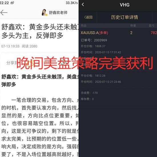 舒鑫欢：黄金投资本周策略全对，公开透明全网可查，疯狂盈利周