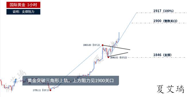 夏艾璃：黄金暴涨四大黑手是关键？1880继续多！今晚看千九！