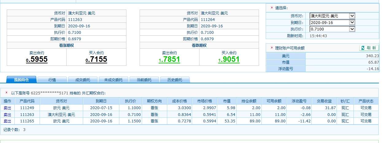 外汇期权交易记录7.6