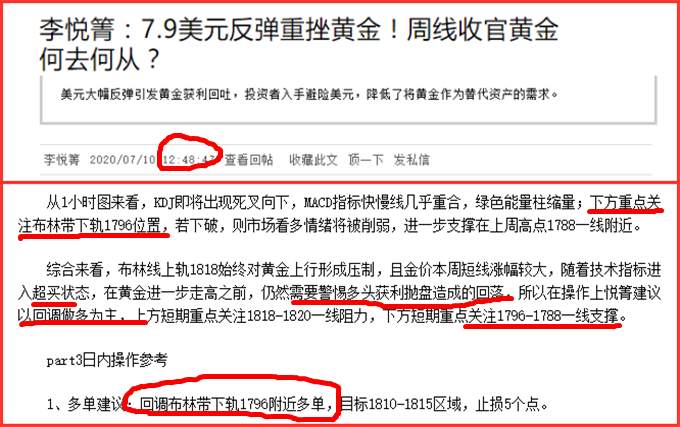 李悦箐：7.10黄金收官暴跌还会回调吗？关键看向1810！