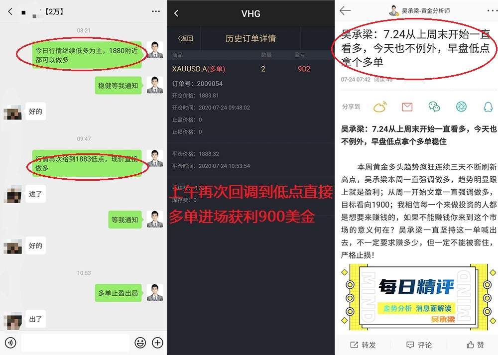 吴承梁：7.25黄金夜间如何操作？还能涨吗？平掉所有单子轻松过周末
