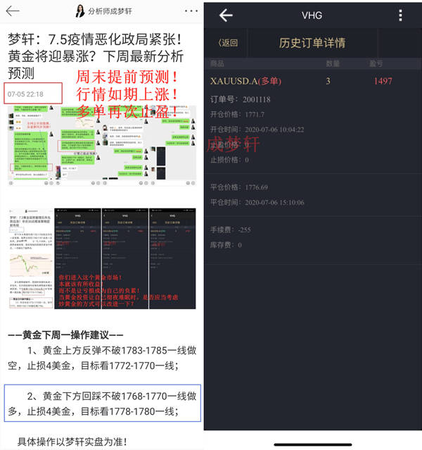 成梦轩：7.7黄金隔夜全网公开策略多空双杀斩10点!早盘如何操作