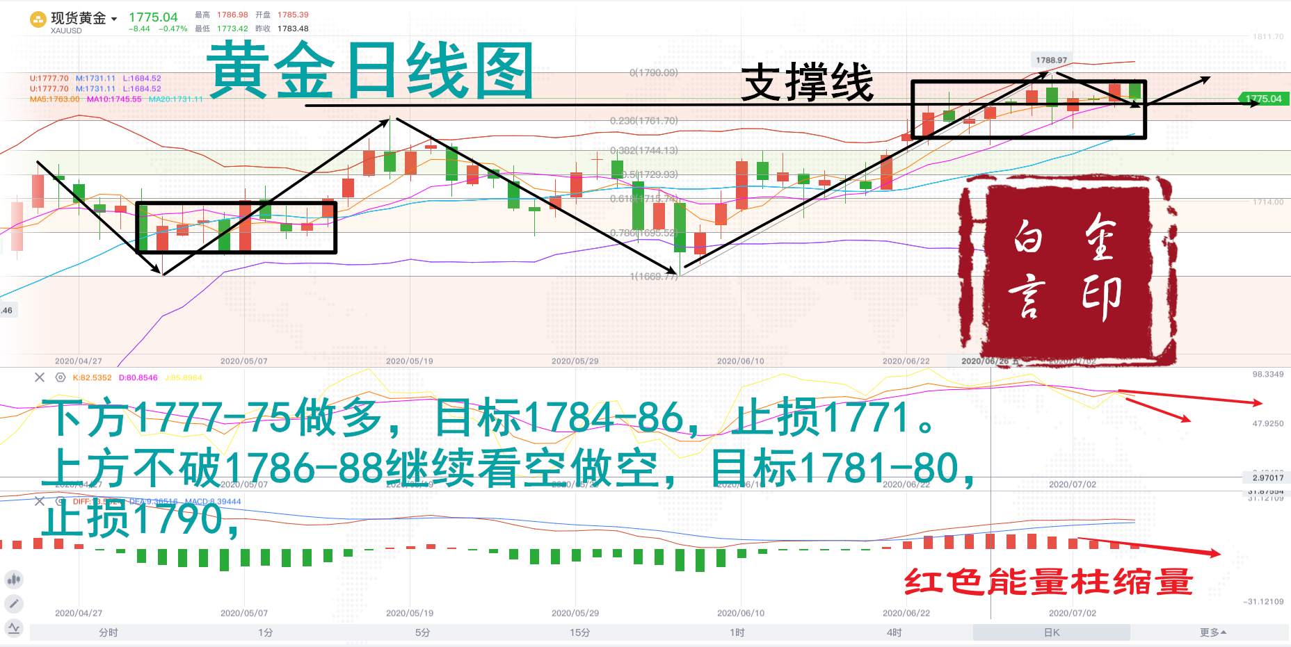 白言金：黄金看涨不变，高位回落必将反弹！