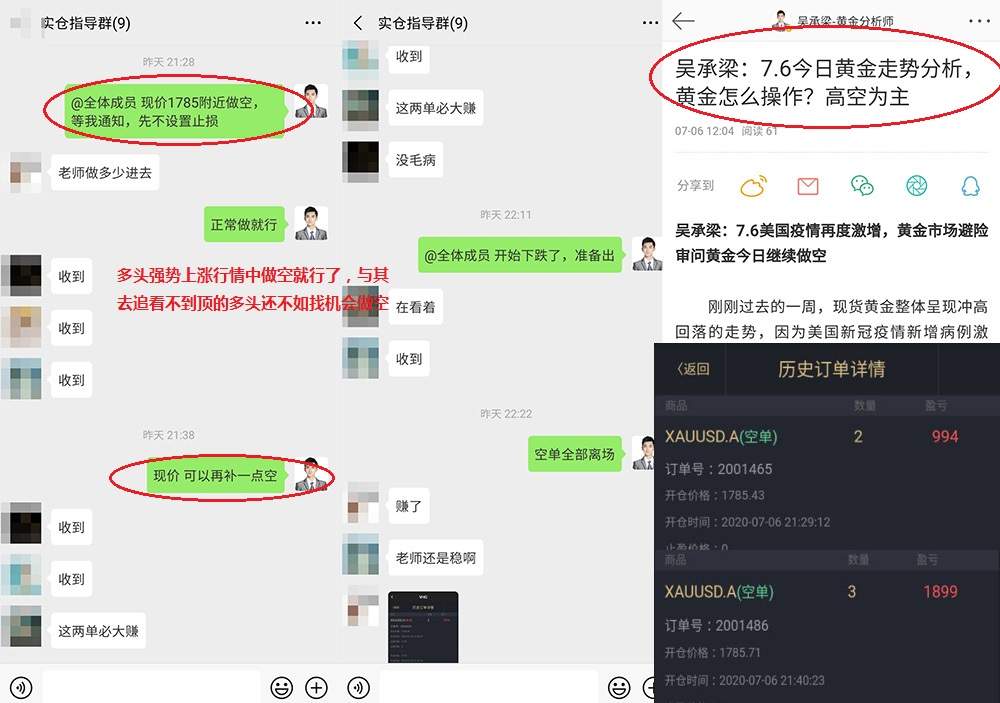 吴承梁：7.7今日全球市场遭遇抛售，黄金空单策略已是大赚，晚间看下破