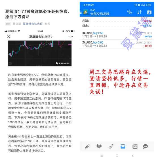 夏黛清：7.2黄金1760继续等待，原油策略完美进场