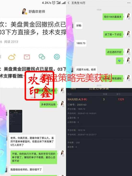舒鑫欢：本周黄金交易指导回顾，轻松砍下39W，你怎么样？