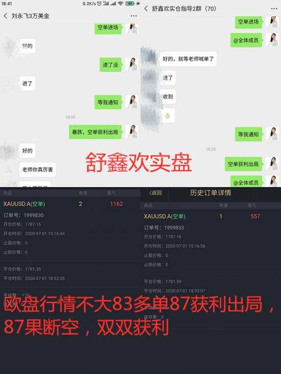 舒鑫欢：黄金指导一周总结，翻仓五人，零单损利润60W