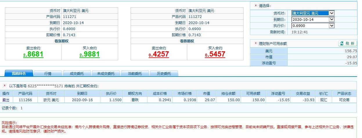 外汇期权交易记录8.10号