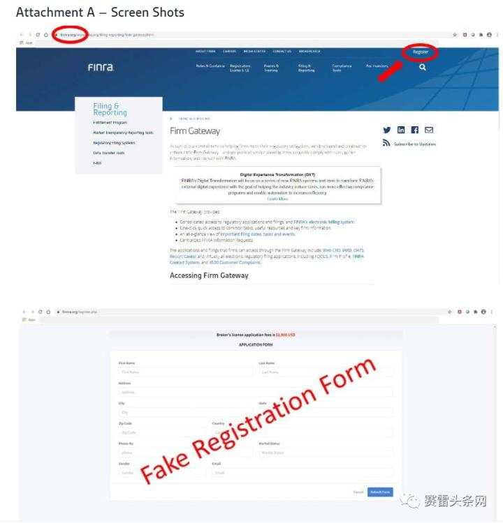 FINRA提醒：注意冒牌网站www.finnra.org！