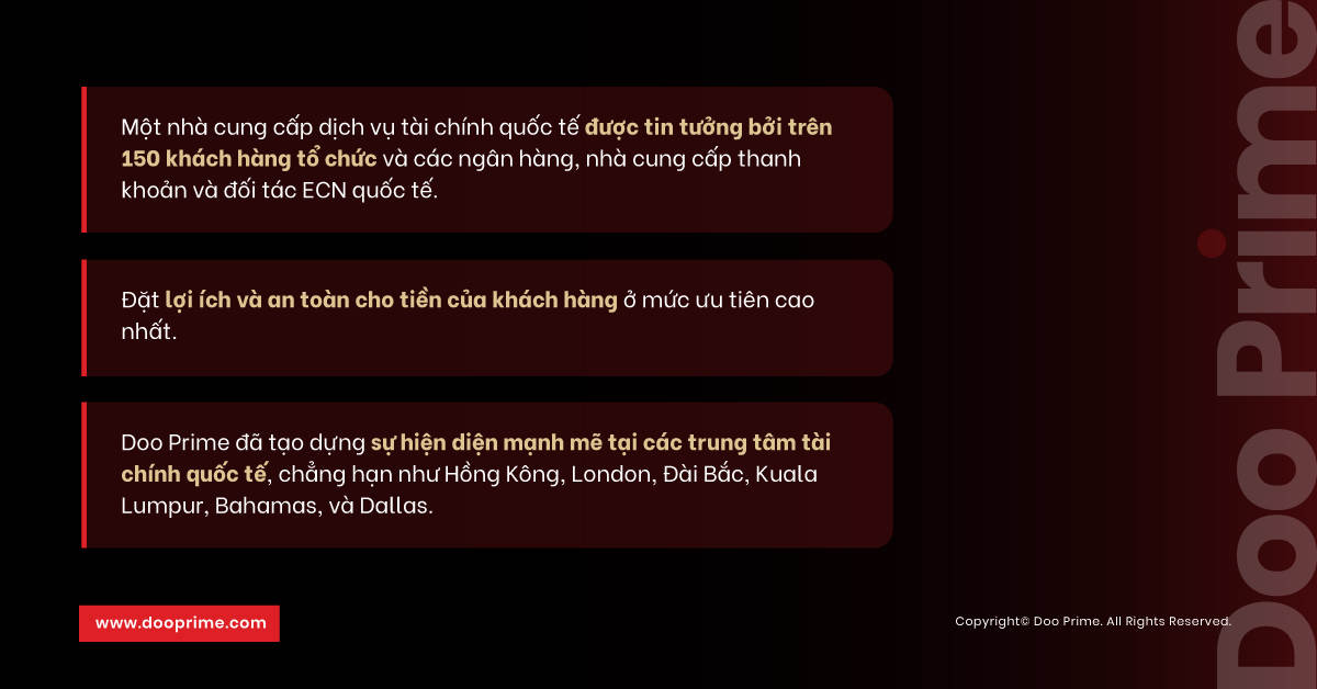 Một số thông tin chúng tôi tìm thấy từ kho lưu trữ Doo Prime Cung cấp dịch vụ đặc biệt với 4 ưu điểm chính.