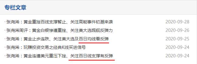 张尧浠：黄金百日线如期止跌反弹、美大选预迎强势支撑