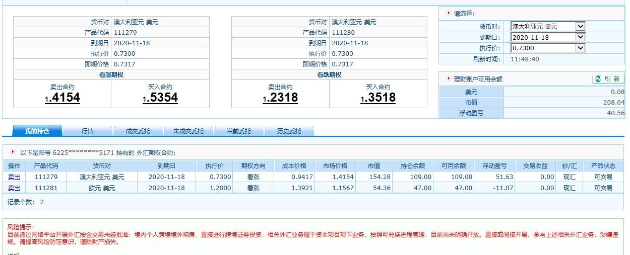 外汇期权交易记录9.15