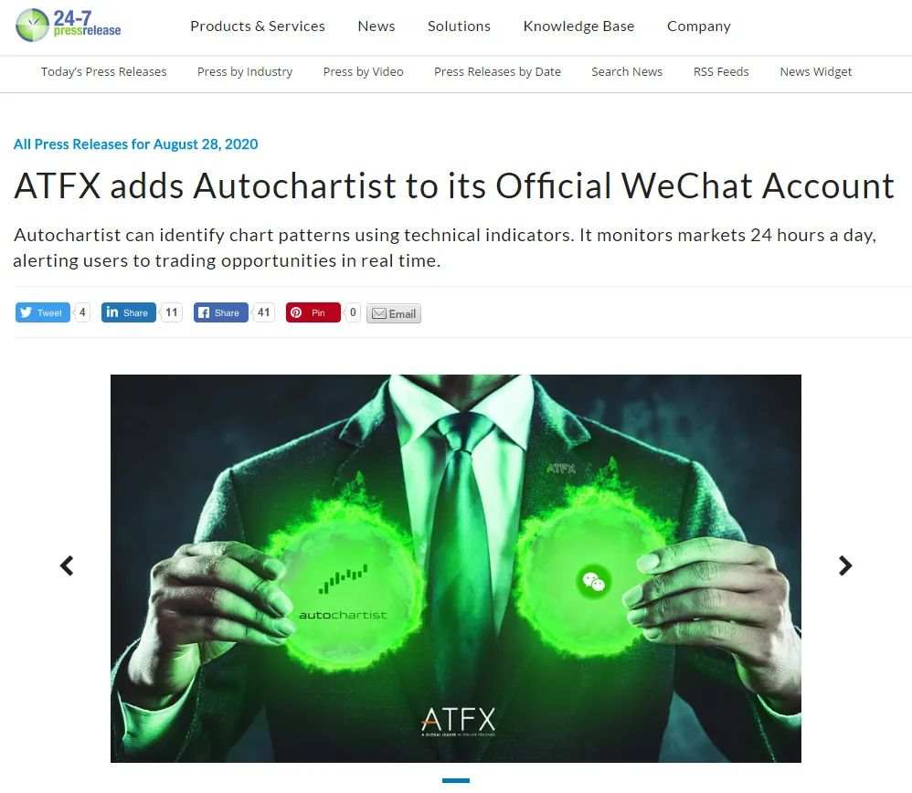ATFX官微公众号上新自动图表分析系统，有效提升客户参与度