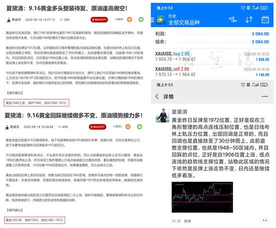 夏黛清：9.17黄金空单丰收而归，美盘1950下继续空
