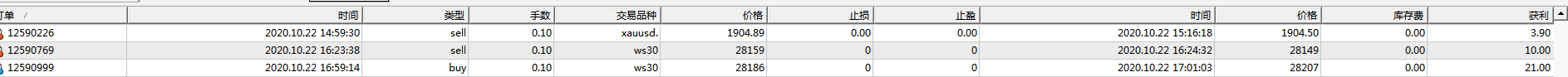10月23日的交易记录