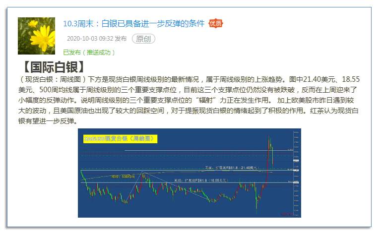 10.10周末：白银反弹动力在逐步加强，继续上涨的概率较大