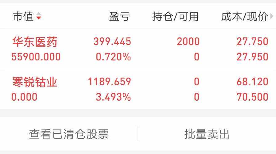 入了华东医药感觉还不错 顺便给治治大盘，寒锐钴业三个点1100走了