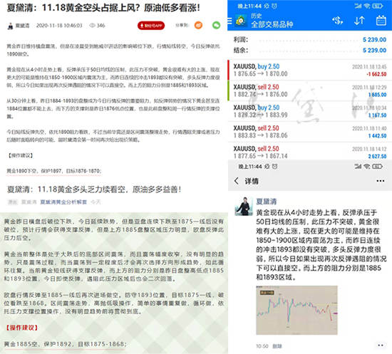 夏黛清：11.19黄金反弹1875做空依旧，原油续空！