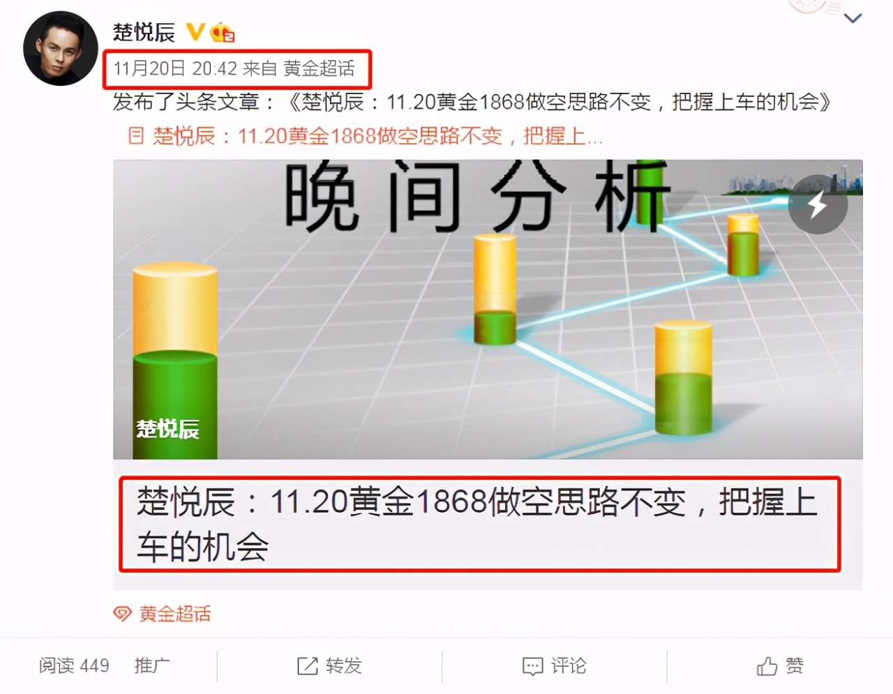 楚悦辰：11.24黄金空头加速才刚刚开始，好戏还在后头