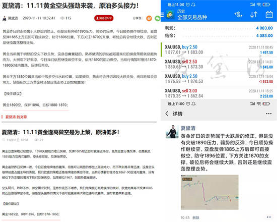 夏黛清：11.12黄金1975下继续空，原油低多不变！