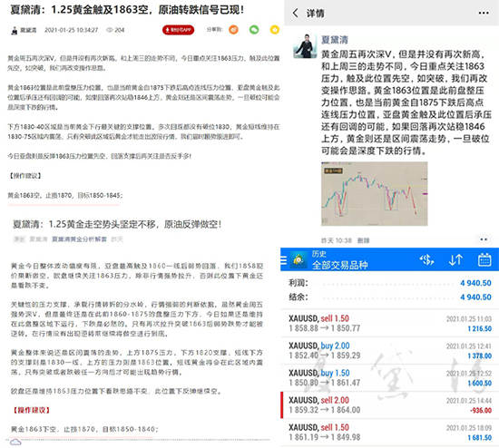 夏黛清：1.26黄金反弹不破1860将空头进行到底！