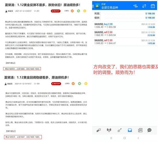 夏黛清：1.13黄金回调做多机会已到，原油续多！