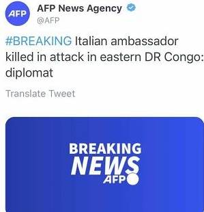 突发！意大利大使在刚果遇袭身亡