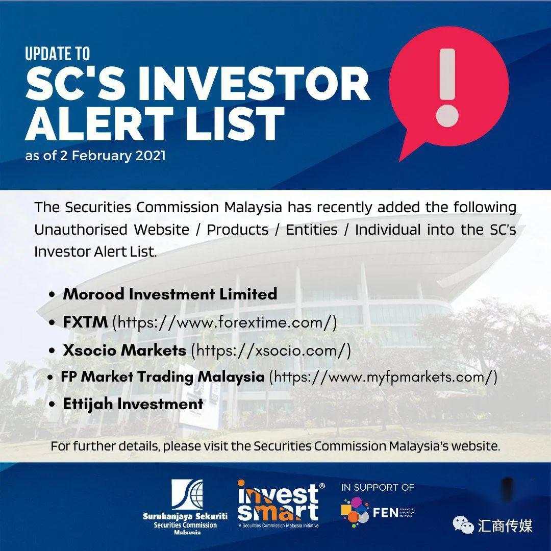 Octa FX、FXTM与FP Markets被大马证监会列入警告黑名单