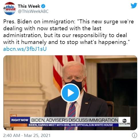 美国南部边境危机事件！拜登：移民潮是特朗普执政期间开始的 现在副总统哈里斯负责处理