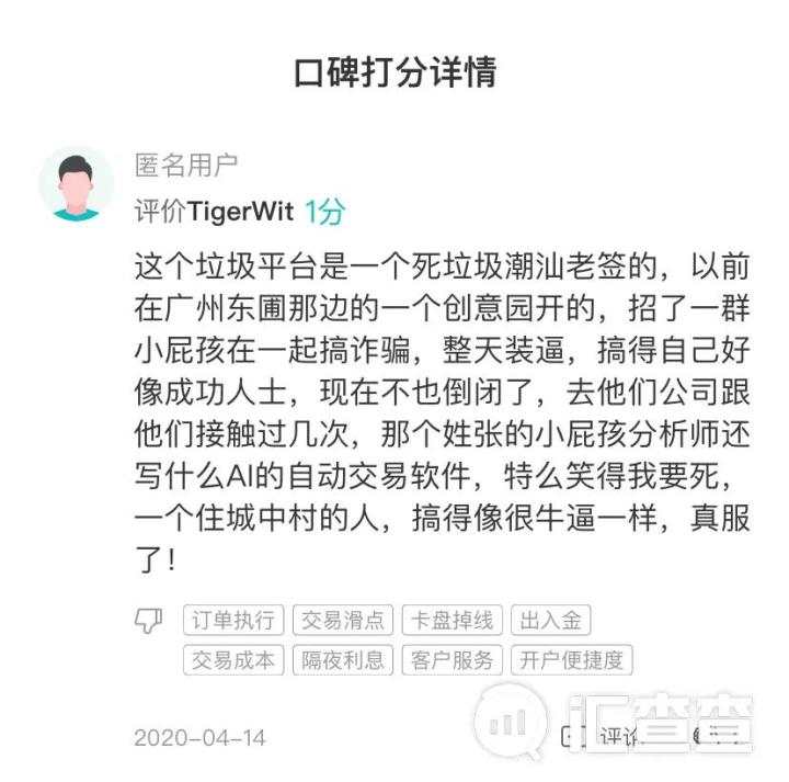 汇查查：自导自演！Tigerwit平台赔偿亏损金，又要求交易满32手