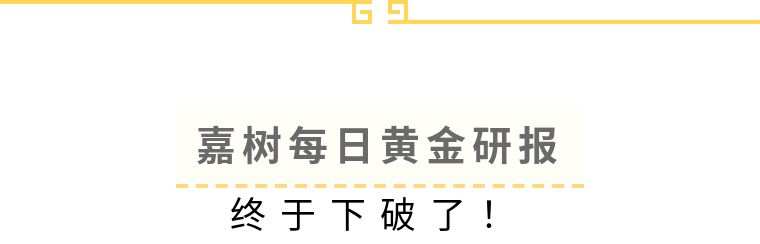 嘉树每日黄金研报：终于下破了！