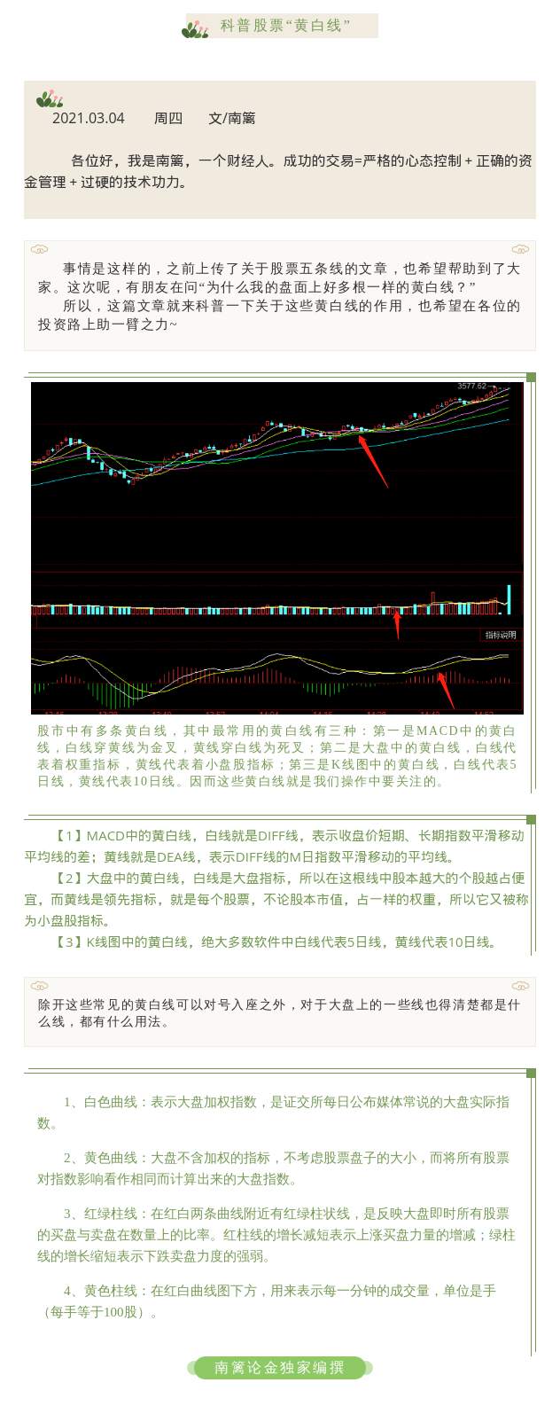 【南篱/股票】科普一下，黄白线都是什么？