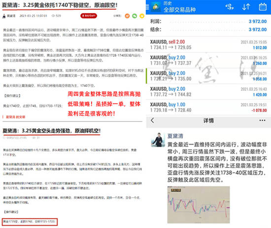夏黛清：3.26黄金回调1724做多，原油顺势多！
