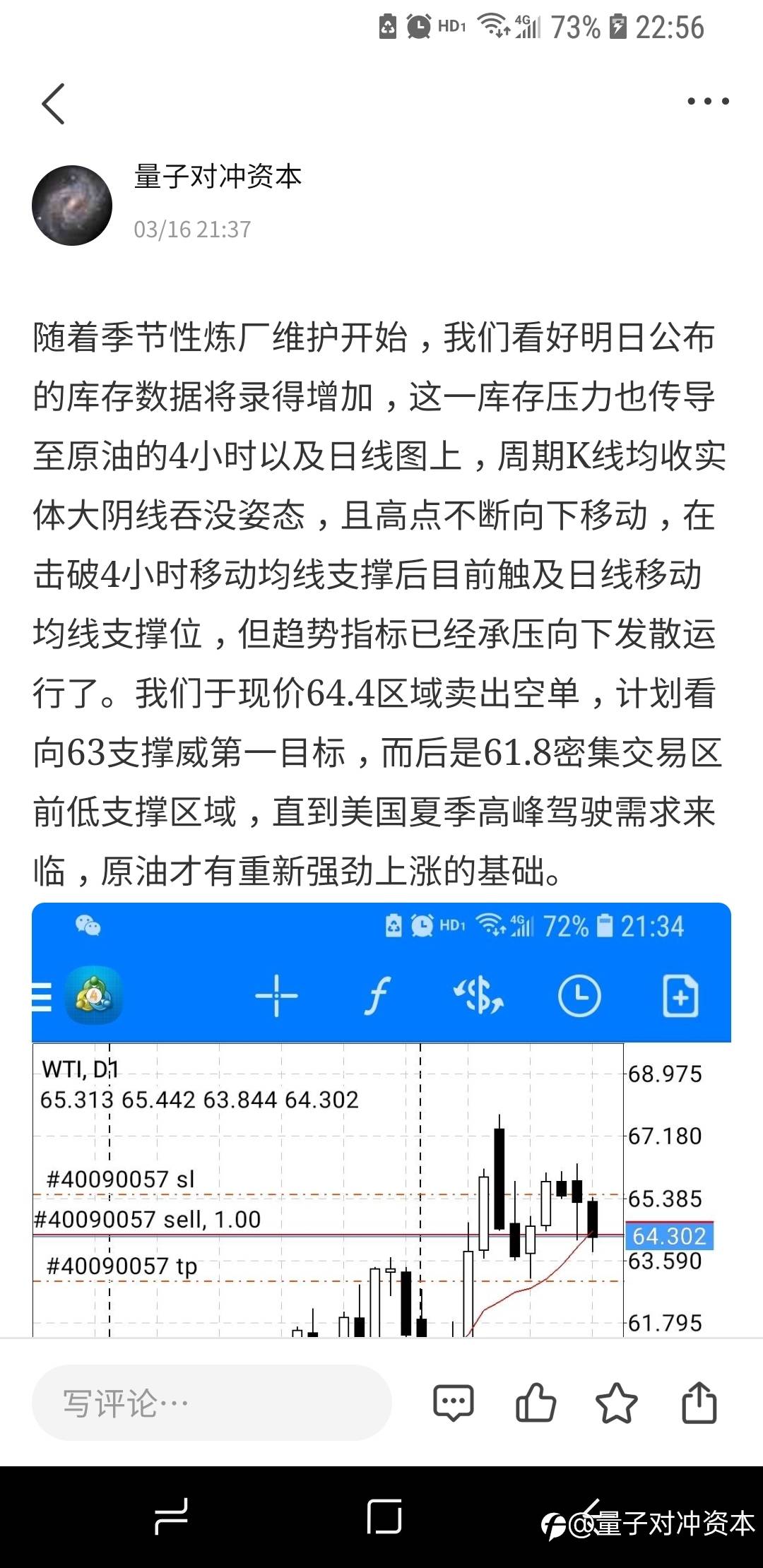 为何我的64.4原油空单再次精准预期61.8止盈获利离场？