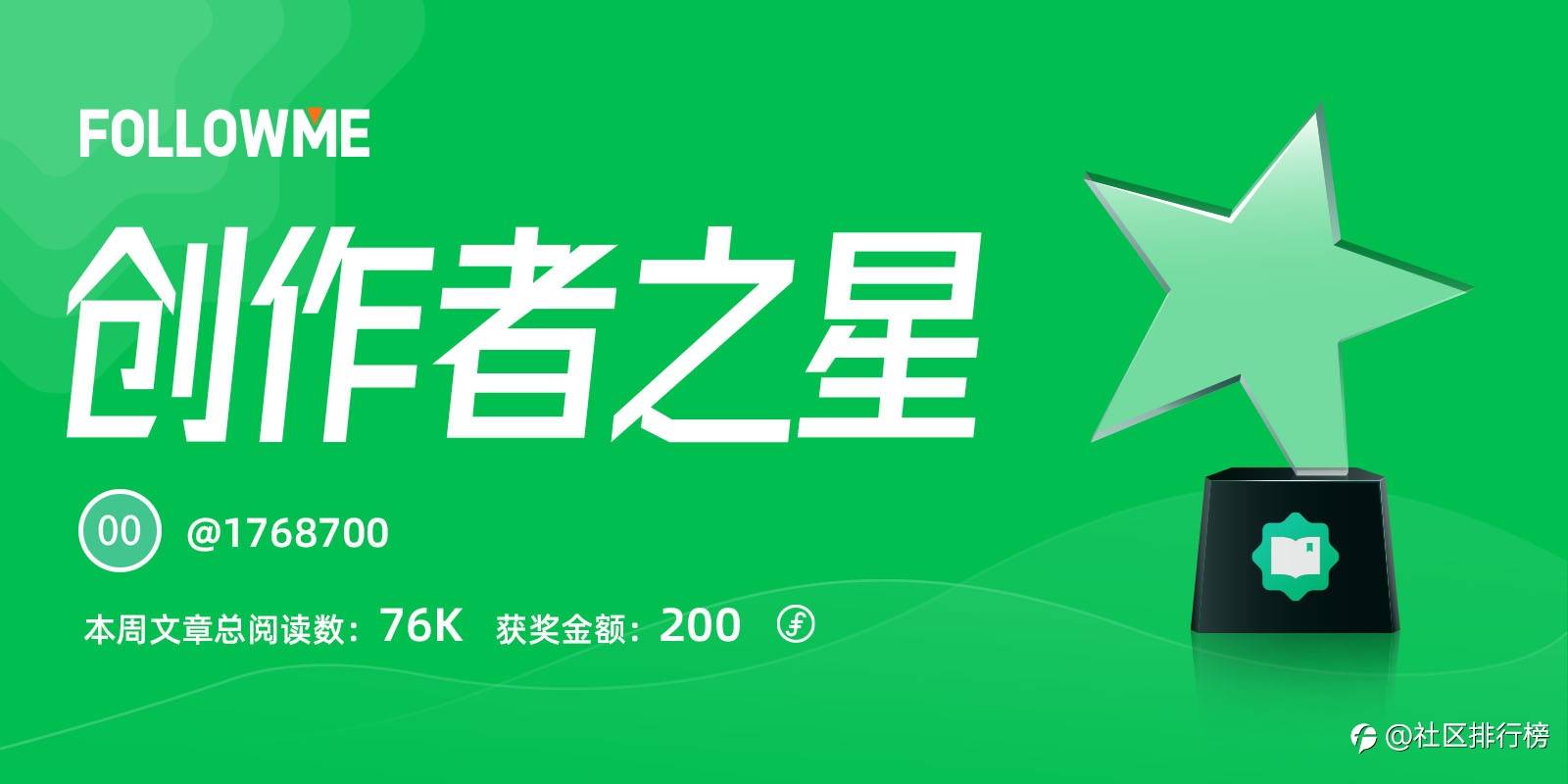 30万+总阅读量，他连续两个月获得月度创作者之星！