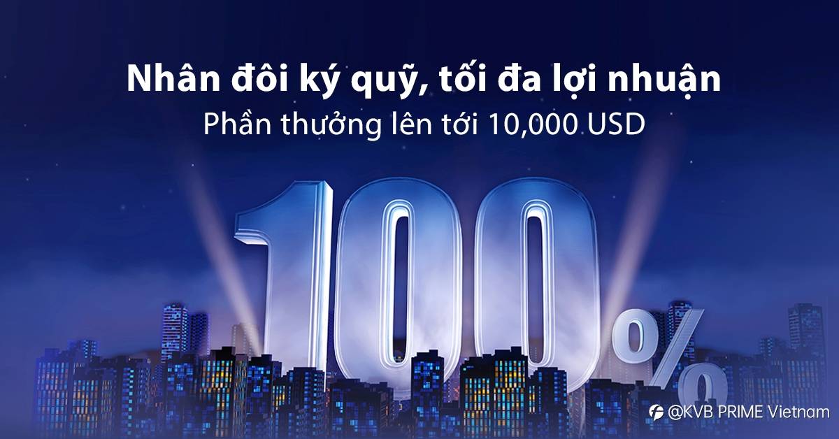 Nhân đôi ký quỹ, tối đa lợi nhuận! Nhận ngay 100% khuyến mãi lên tới 10,000 USD