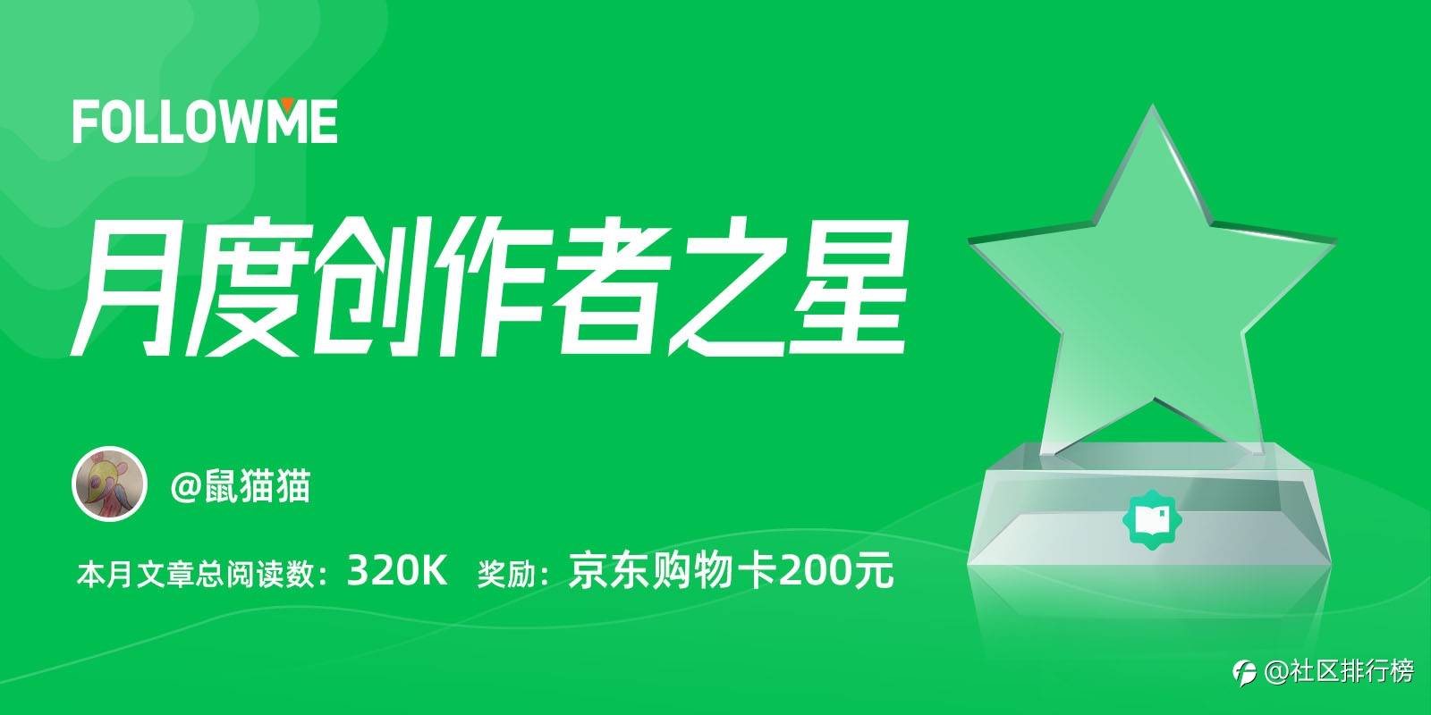 30万+总阅读量，他连续两个月获得月度创作者之星！