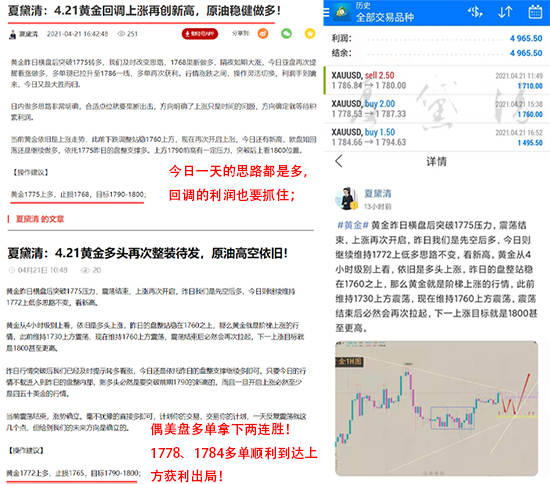 夏黛清：4.22黄金多头一鼓作气冲新高，原油待空！