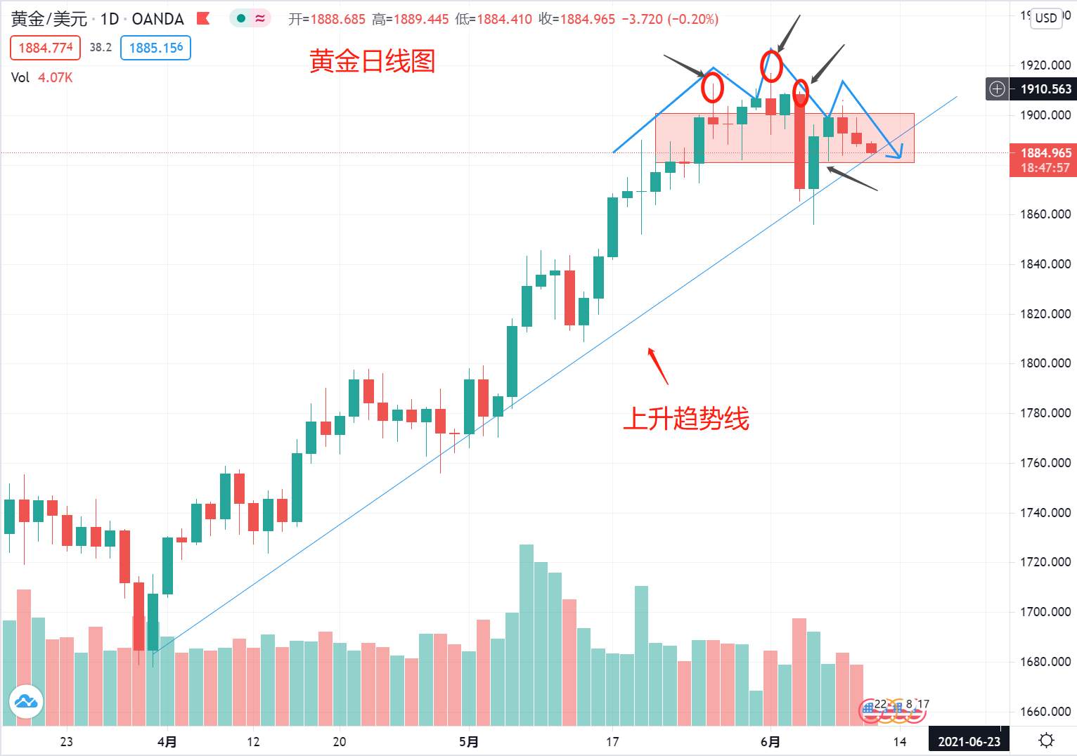 黄金高位震荡承压下行，破局就在今日通胀