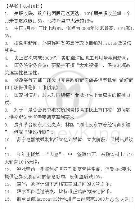 6月10日财经早餐，感谢大家关注