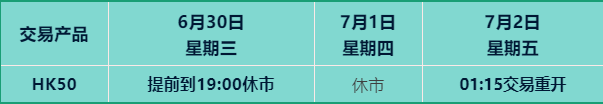 【IFS通知】香港特别行政区成立纪念日期间部分产品交易时间调整通知